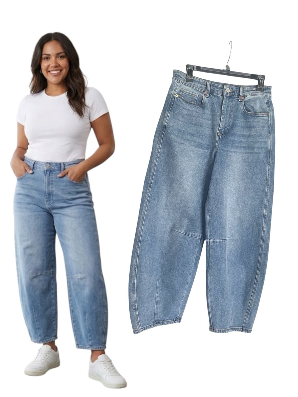 BLANKNYC The Bowery Barrel Jeans Size 28 High Rise Cropped Wide Leg Medium Wash